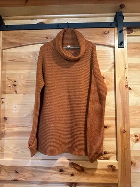 Anthropologie Burnt Orange Cowl Neck Sweater